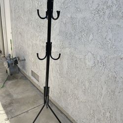 Tall Black Metal Coat/ Hat Rack. 