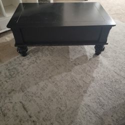 Black 2 Drawer Sturdy Coffee Table