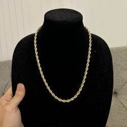 6mm 22 Inch Gold Plated Rope Chain 