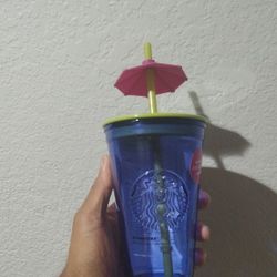 Starbucks Glass Tumbler With Umbrella Topper