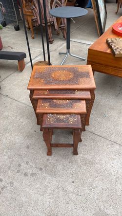 Hand carved inlay, Moroccan nesting tables