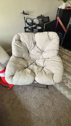 Oversized Tufted Accent Chair with Metal Base