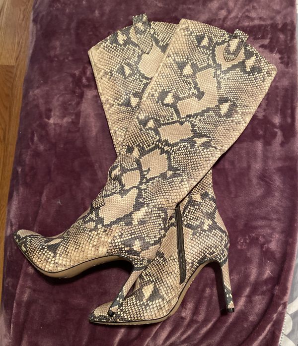 vince camuto snakeskin over the knee boots