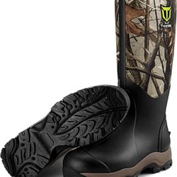 TIDEWE Hunting Boot for Men, Insulated Waterproof Sturdy 16" Men's Hunting Boot, 6mm Neoprene and Rubber Outdoor Boot (400g Insulated & Standard)