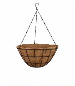 Large Black Metal Hanging Round Planter with Coco Liner