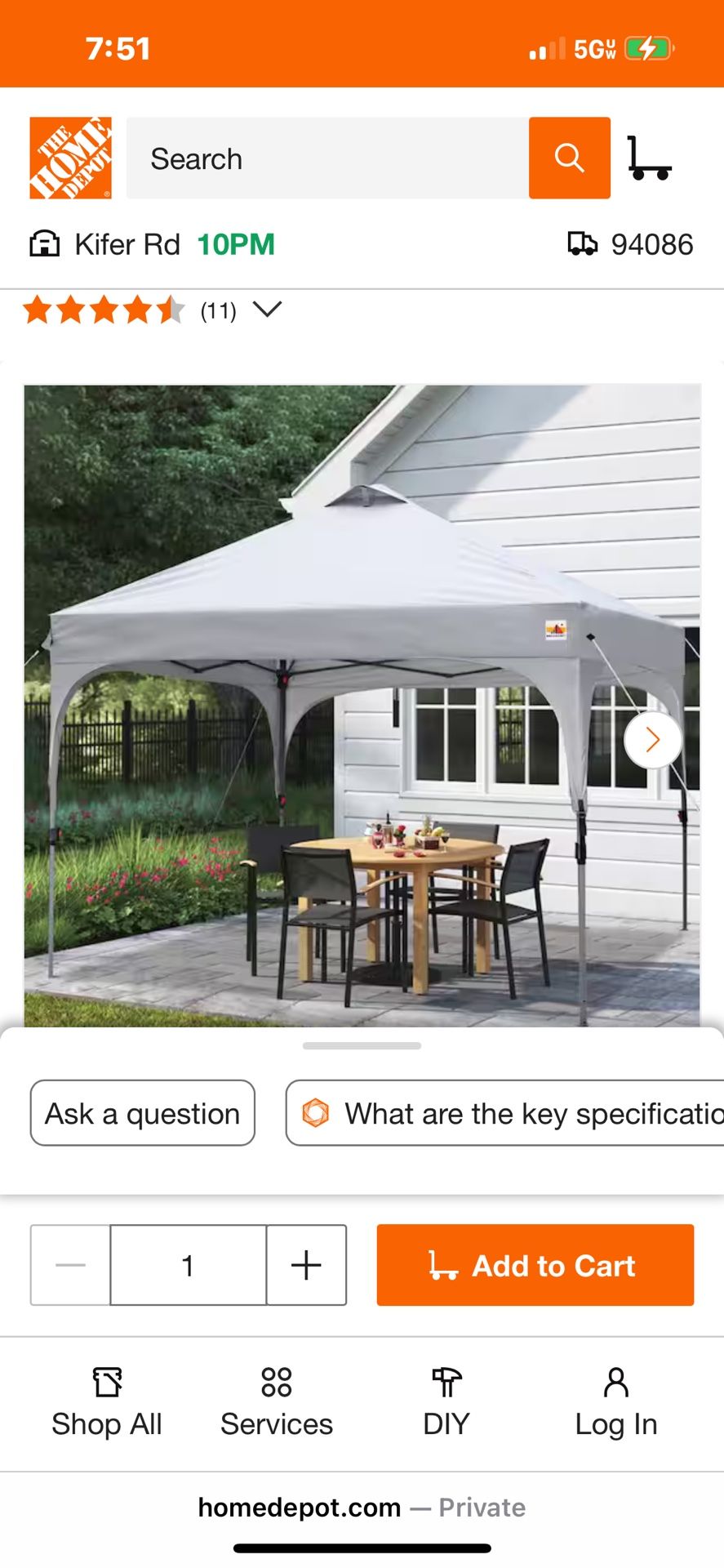 10’10 Canopy With Stand Shade