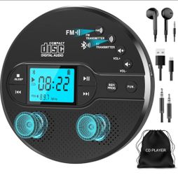 BRAND NEW - Portable Bluetooth CD Player with FM Transmitter and Built-in Speakers