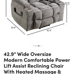 Lift Chair, Recliner, Massage, Heat