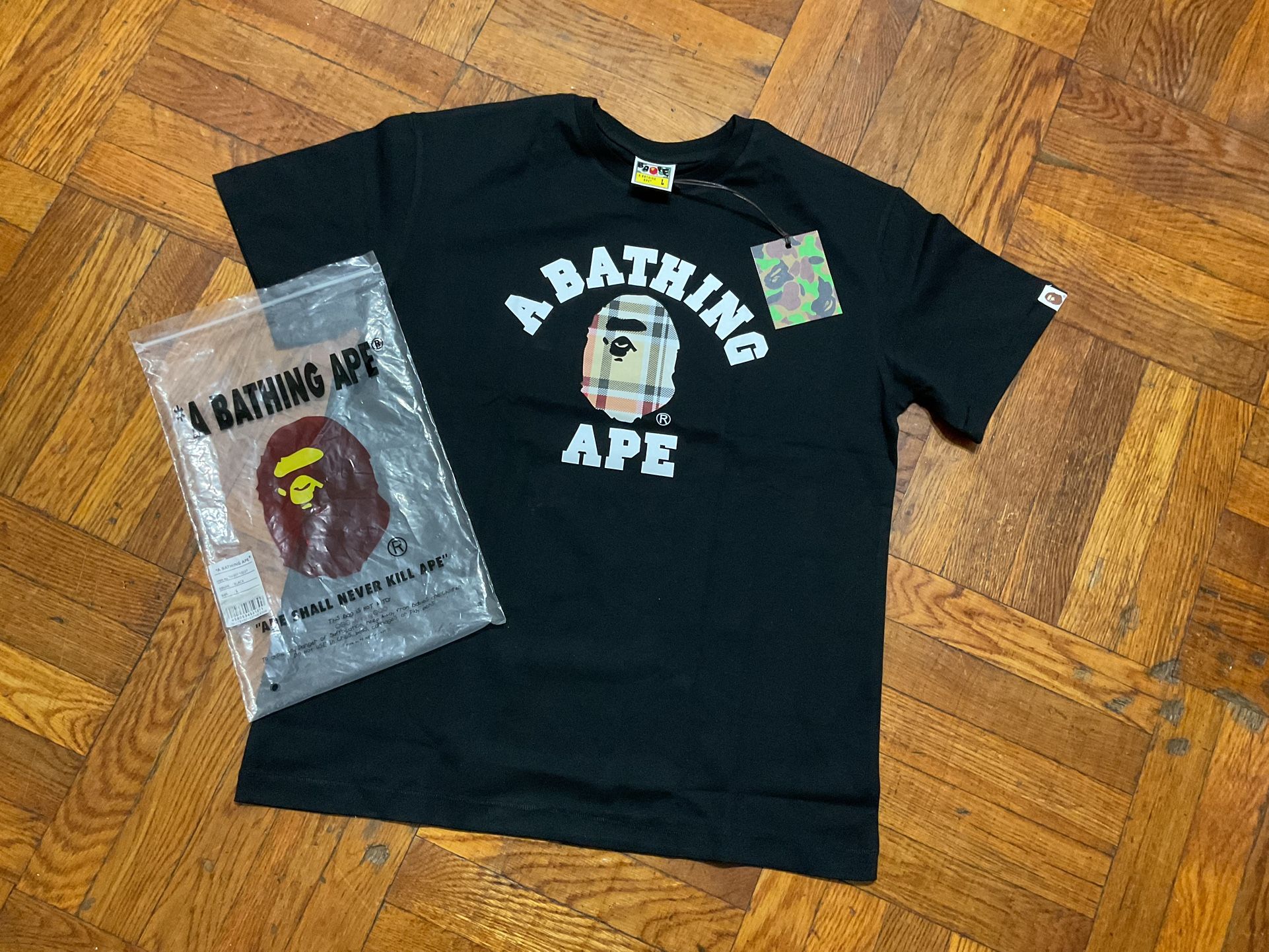 A Bathing Ape (Bape X Burberry) Black Plaid Ape Head Tee - Size Large (‼️DM BEFORE BUYING‼️) #bape #tshirt #clothing #abathingape #burberry