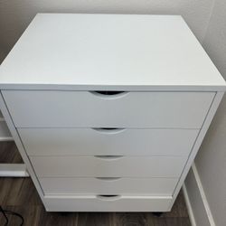 5-Drawer File Cabinet with Wheels - White