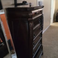 Solid wood king-size bed set. 
