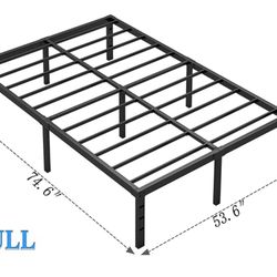 NEW JETO Metal Bed Frame,Full Size Bed Frame 12” Heavy Duty Sturdy Mattress Foundation,Easy Assembly,No Box Spring Needed, Black,12 Inc