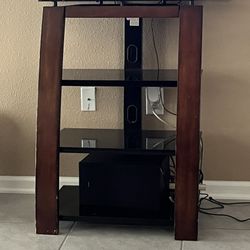 Wooden Tv Stand With Glass Shelves 