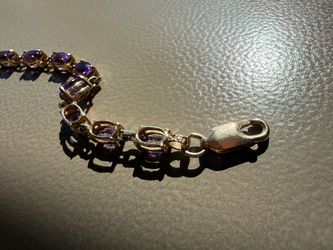 10K Gold Tennis Bracelet with Amethyst
