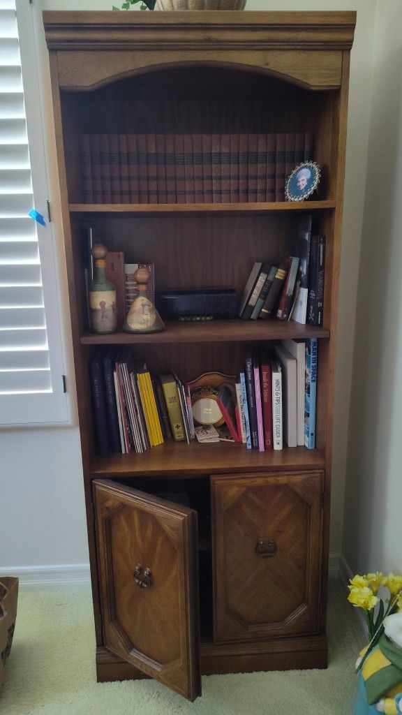 Antique Oak Bookcase Pair