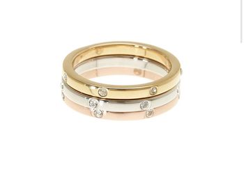 Gold & Rhodium Brass Plated Set of 3 Crystal Rings