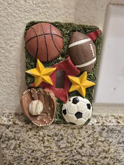KIDS SINGLE LIGHT SWITCH PLATE/COVER SPORTS DECOR CERAMIC MULTI-SPORT