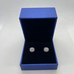 Moissanite square “halo” earrings