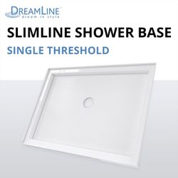 Dreamline SlimLine 42 in. L x 42 in. W Single Threshold Alcove Shower Pan Base in White with Center Drain