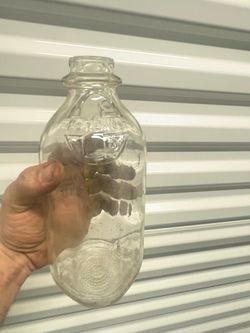 1940’s-50’s Vintage Foremost Milk Bottle Quart Clear Glass Embossed Dairy Collectible