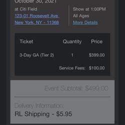 Rolling Loud NY 2021 Tier 2 Ticket