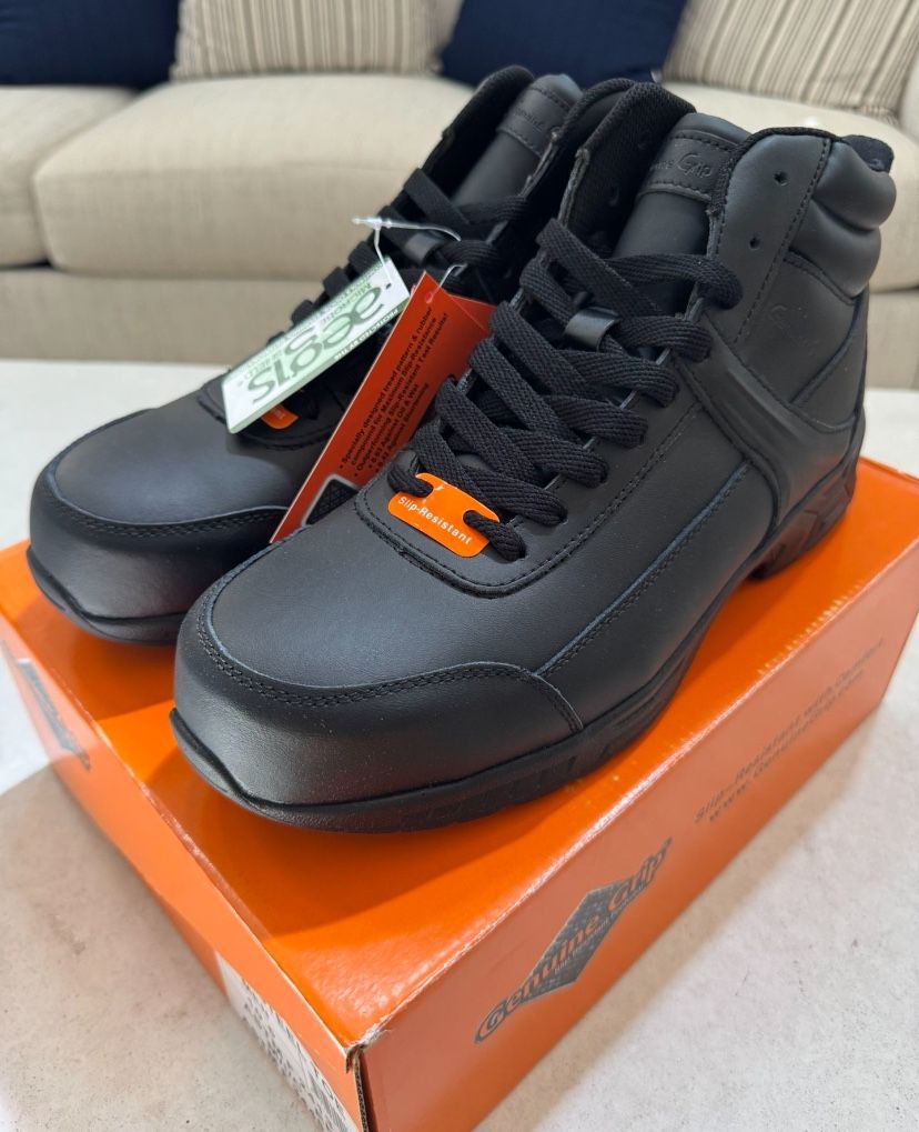 Black Non-Slip Steel Toe Boots, 10.5 (Brand New)