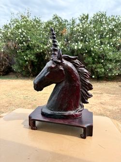 Unicorn Head Bronze Sculpture