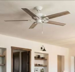 Hampton Bay Bayfield 52 in. Indoor Matte White Dry Rated Downrod Ceiling Fan with 5 Reversible Blades