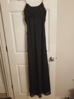 Chelsea Nites Formal Black Gown, Chiffon And Beads, Size 6