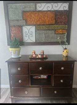 Dark brown espresso wood credenza / media chest