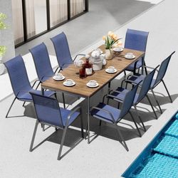 Patio Chairs Set of 8, Outdoor Stackable Dining Chairs Patio Furniture Set with 