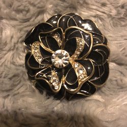 Rhinestone Floral Adjustable Stretch Ring