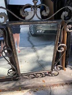 Scroll Design Heavy Metal Beveled Mirror 33”w 43”h