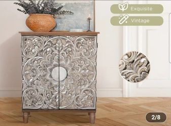 Silver flower accent cabinets