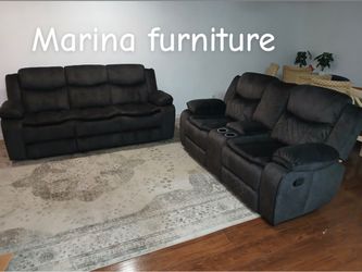 Dark Brown Reclining Sofa and Loveseat Set
