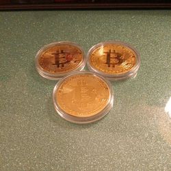 Set Of Three Tribute Type Bitcoins, Fun To Collect!