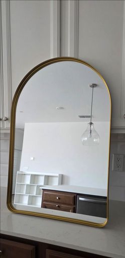 Arched Wall Mirror with Gold Frame