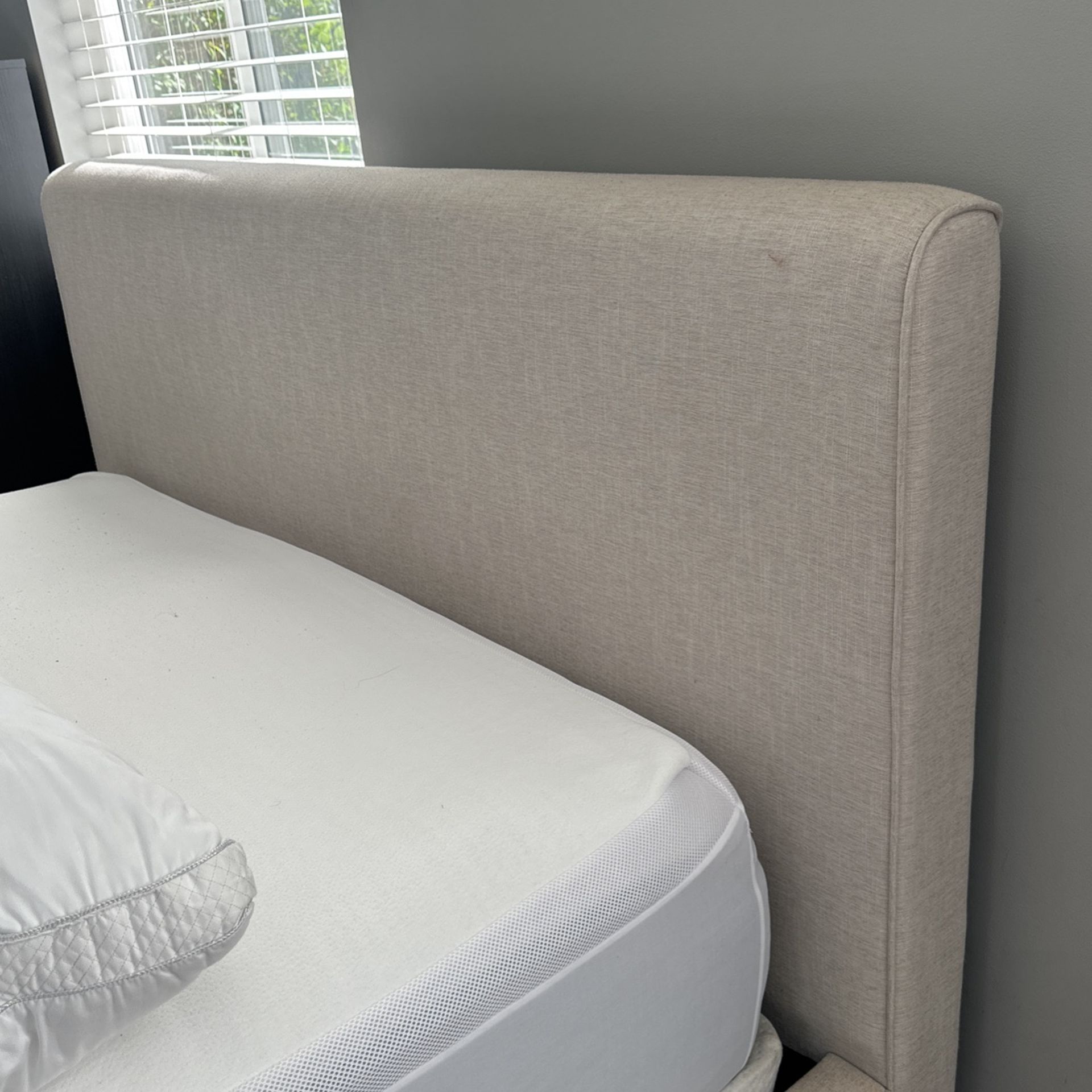 Living Spaces Dean Sand Queen Upholstered Panel Bed