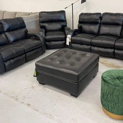Brand New 🔥3 Pc Power Reclining Chair, Sofa And Loveseat/ Black👍In Stock 💧free delivery to your door