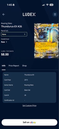 Thundurus-EX #26 Pokémon Roaring Skies Card