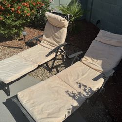 Set Of Two Lounge Chairs With Cushions