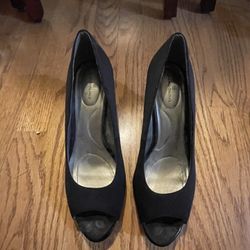 Black Peep Toe Heels 