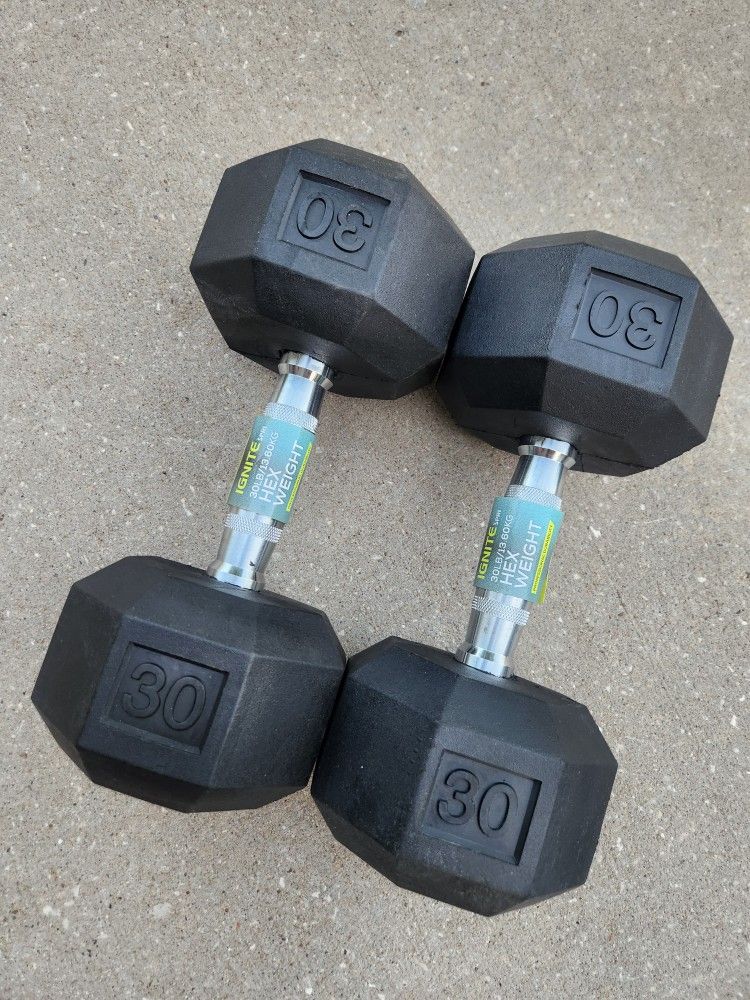 NEW 30lb Rubber Dumbbells
