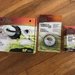 Reptile /Snake Dome lamp/Night Black Heat Bulb/Humidity & Temperature Gauge