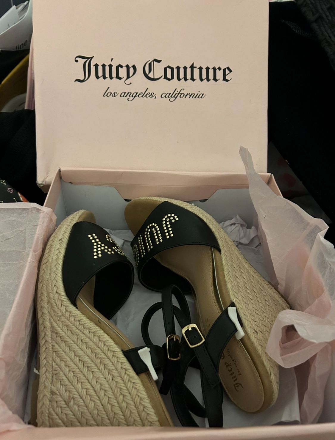 Brand new/Never worn Juicy Couture Black Wedges