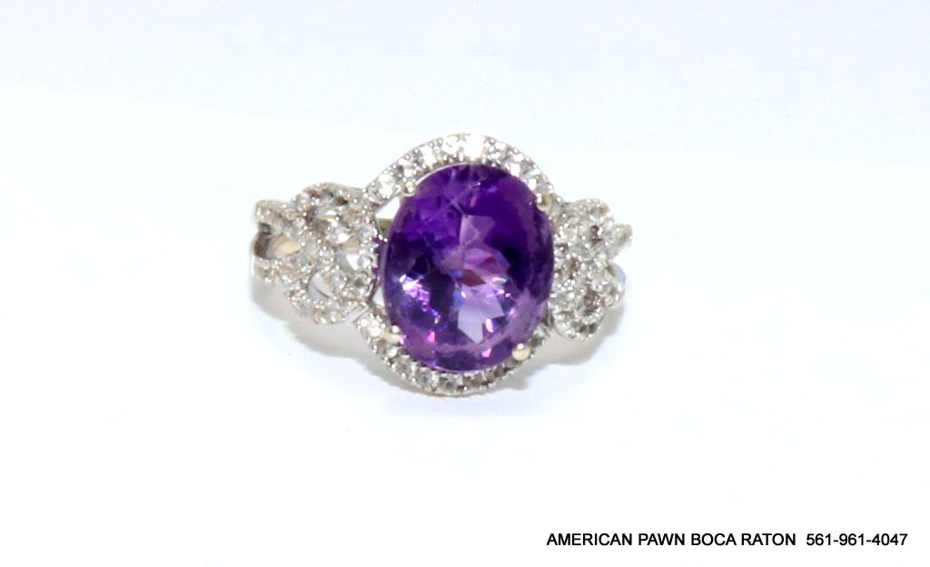 Oval Amethyst Second Hand Amethyst Rings 14k White Gold Oval