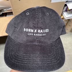 BORN x RAISED Los Angeles Corduroy Black Strap back Hat Cap Rare