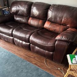 3 Seater Twin Recliner Leather Couch