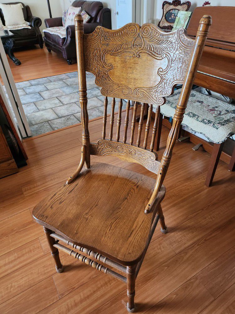 Antique Carved Oak Chair 