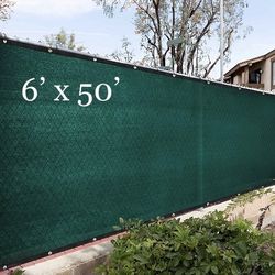 FENCE SCREEN 6'x50' Privacy Screen with ZIP TIES -  GREEN